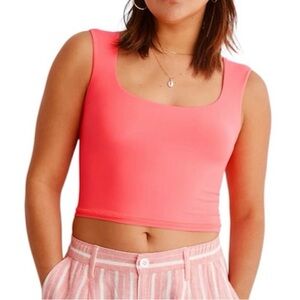Aerie Smoothez Bright Peach Butter Cropped Tank Top /Soft Stretchy Seamless